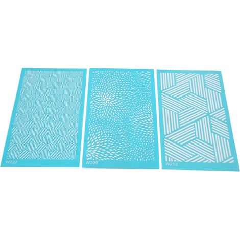 Lot de 3 pochoirs de sérigraphie, adaptés à la pâte polymère, sérigraphie DIY réutilisable, pour carton, t-shirts, toile, lunettes (209 213 222)