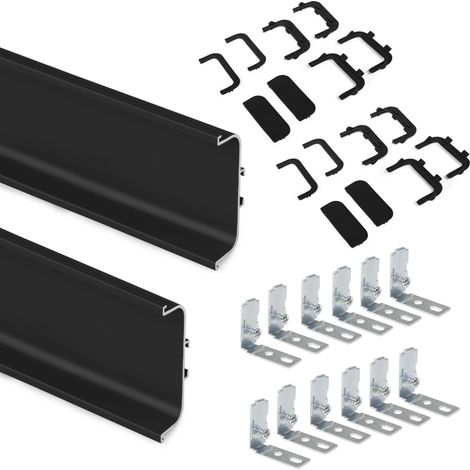 Emuca Lot mit 2 Zentralprofile Gola für Küchenmöbel, Länge 2,35 m, mit Zubehör, Aluminium, schwarz lackiert