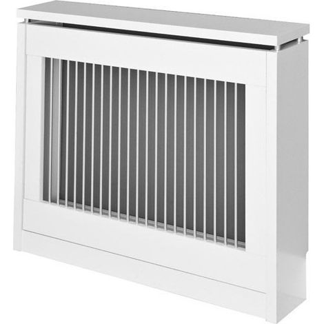 Cache-radiateur 90 cm blanc – Design moderne avec porte battante – Évidement pour plinthe – Matériau mélaminé haute densité – Topkit (1/5)
