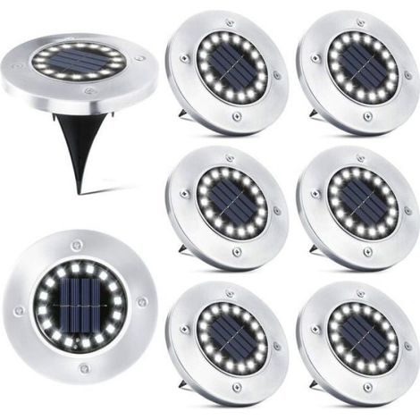 Spot solaire - - 16 LED - Étanche - Noir - Énergie solaire - 8 pièces (1/4)