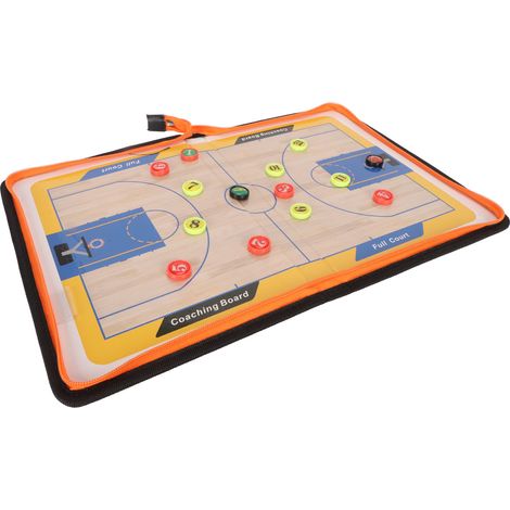 Tableau de stratégie magnétique pour entraîneur de basketball avec aimants et stylo, fermeture éclair en cuir, stylet (1/5)