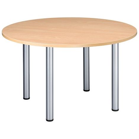 Table ronde 120 cm plateau hêtre pieds tube aluminium Essens - Maxiburo
