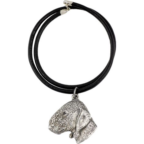 Bedlington Terrier, Rothbury Terrier: collar para perros, colgante bañado en plata para amantes de los perros, joyería única de Art-Dog. (1/5)