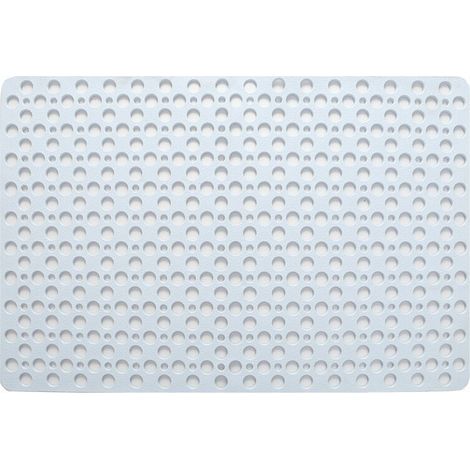 Tapis de Douche Antidérapant antibactérien,43 X 75CM Tapis de Bain de Baignoire Tapis de Pied résistant à la moisissure et Lavable en Machine pour Douche ou Baignoire,Trou Rond Blanc (1/5)