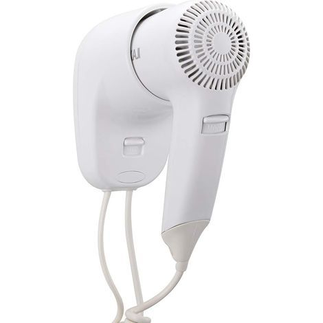 Sèche-cheveux mural, sèche-cheveux de salle de bain, puissance 1200 W, double vitesse, sélectionnable, blanc, pour la maison et l'hôtel (1/2)