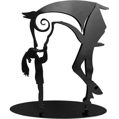 Sculpture De Cheval De Baiser De Fille, Statue De Cheval En Métal Moderne, Décor De Bureau De Cheval, Cadeau D'art En Métal Rustique, Pour Intérieur Extérieur Maison Jardin Étagère Cheminée Bureau (1/5)