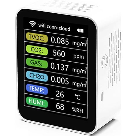 Tuya 6-in-1 WLAN-Detektor für Raumluftqualität, Büro, tragbar, multifunktional
