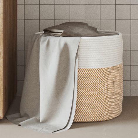 Cesta de almacenaje algodón marrón y Ø40x35 cm
