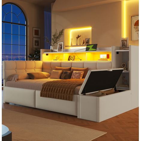 Letto letto camera contenitore con LED e USB OKMYHOME (1/5)
