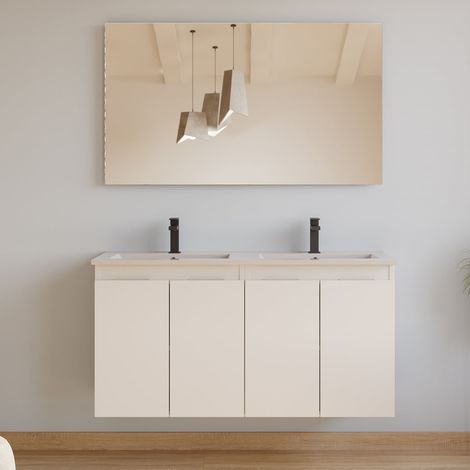 Meuble de salle de bain 120cm double vasque - 4 portes - blanc mat - ROSIE