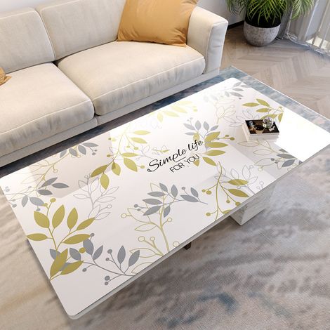Nappe en similicuir PVC imprimé, style nordique, imperméable, oléofuge, lavable, résistante à la chaleur, set de table basse, nappe en plastique - Motif Ombre d'arbre - 100 x 100 cm