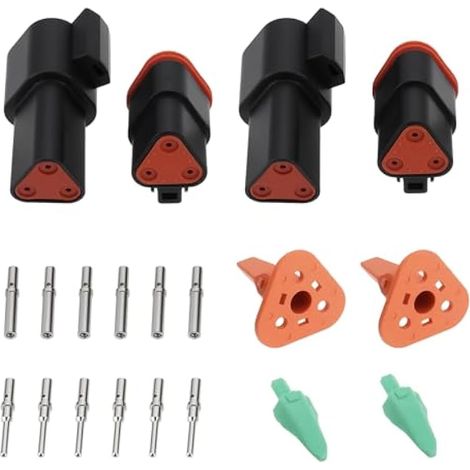 Kit de 2 connecteurs étanches 3 broches avec bornes mâles/femelles solides, compatible Deutsch DT DT04-3S DT06-3S W3P W3S