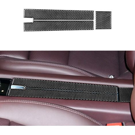 (Boîte de rangement arrière) compatible avec Porsche Panamera 2010-2016 - Accessoires auto - Intérieur en fibre de carbone véritable - Kit de commande CD/climatisation - Autocollant de garniture (1/5)