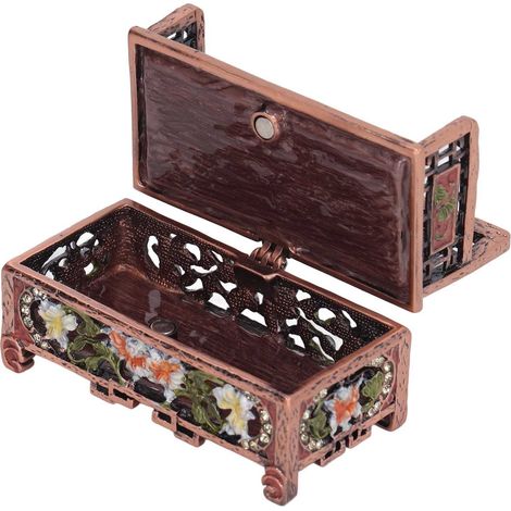 Boîte à bijoux vintage en émail, décoration de bureau, ornement miniature paysage, design antique, coffret de rangement pour bijoux, boîte en métal pour boucles d'oreilles/colliers/bagues, coffret cad (1/5)