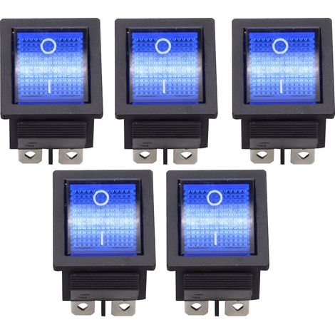 Lot de 10 interrupteurs à bascule 6 broches en plastique bleu avec voyant lumineux pour appareils ménagers et machines-outils KCD4 (1/5)