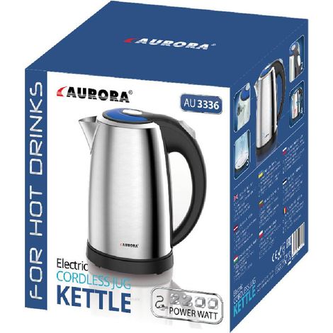 Aurora AU3336 Hervidor Eléctrico Plateado 1,7L 2200W (1/2)