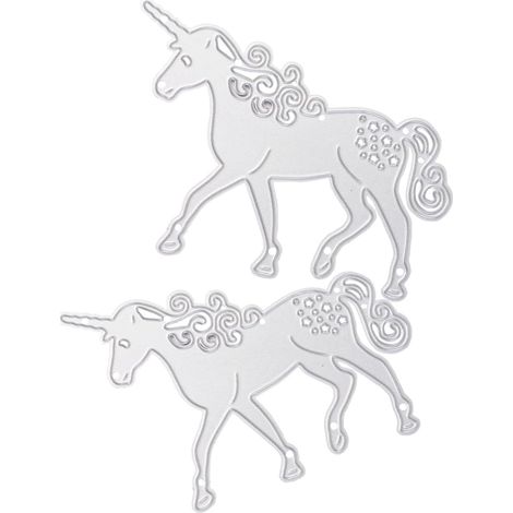 Juego de 2 troqueles de acero para cortar y repujar con diseño de unicornio en cartón, herramientas para scrapbooking y manualidades, diseños novedosos para niños y niñas, álbumes de fotos y decoració (1/5)