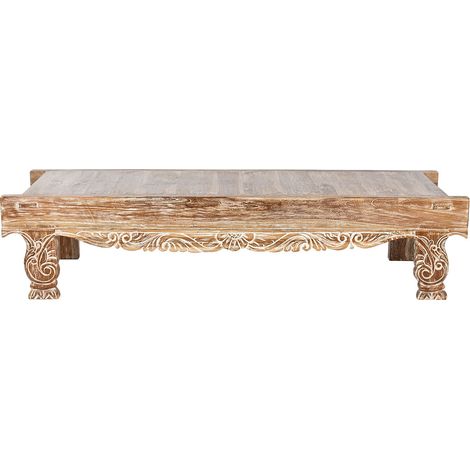 Table basse, table de salon en bois recyclé coloris Blanc, naturel - longueur 200 x profondeur 70 x Hauteur 45 cm (1/5)