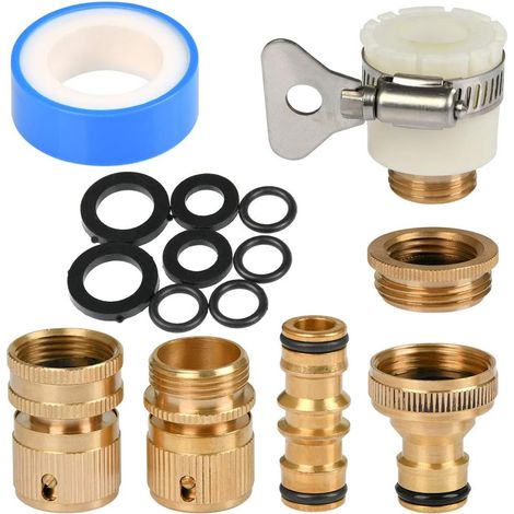 4 Pièces Adaptateurs Filetés, Laiton Connect Valve Y Extrémité Du Tuyau Raccordements Pour Tubes Adaptateur Universel Accessoires Connecteurs - (1/5)