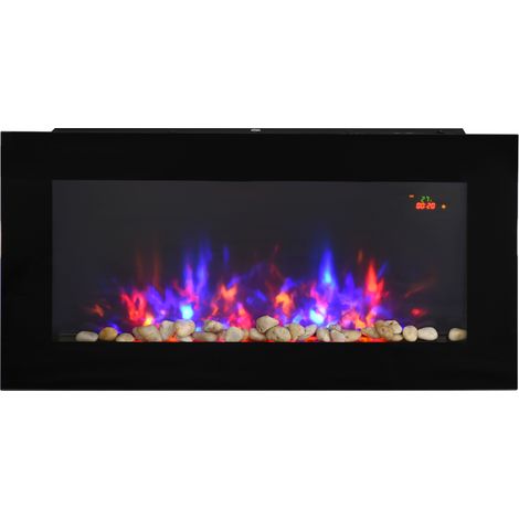 HOMCOM 1000W/2000W LED Electric Fireplace Automatic Function Remote Timer Safe (1/5)