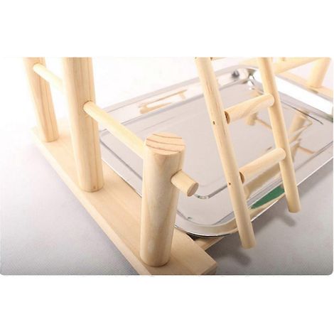 Plateau en bois élégant pour nourrir les oiseaux, support en bois, échelle pour petits animaux de compagnie, jouets pour cage pour perruches calopsittes (1/4)