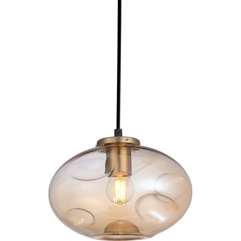 Suspension Italux Hatella cuivre/noir verre Ø22 E27 (1/2)