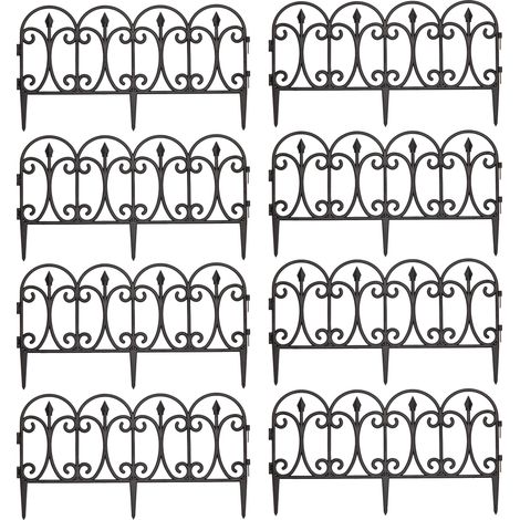2 x 23cm 4 Piece Black Ornate Garden Border Fence Edging (1/5)