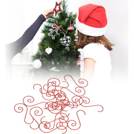 60 Stück Mini-Mehrzweck-Metallhaken in S-Form zur Weihnachtsbaumdekoration (Rot) (1/5)