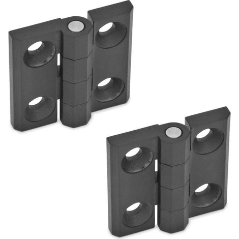 Trou de charnière pliable plat, charnière en alliage de zinc, charnière de porte robuste, adaptée pour porte fixe, porte d'entrée, porte de chambre, porte de jardin, 2 pièces 4040 mm noir