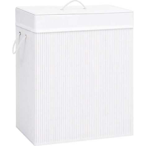 Bamboo Laundry Basket White 83 L vidaXL