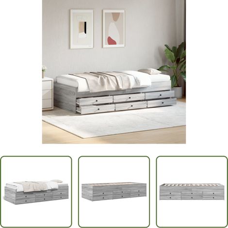 vidaXL Schlafsofa - Tagesbett mit Schubladen ohne Matratze Grau Sonoma 75x190 cm (1/5)