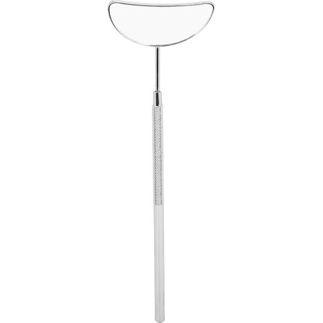 Lunette de maquillage argentée en acier inoxydable forme lune pour extensions cils miroir amovible poignée (1/5)
