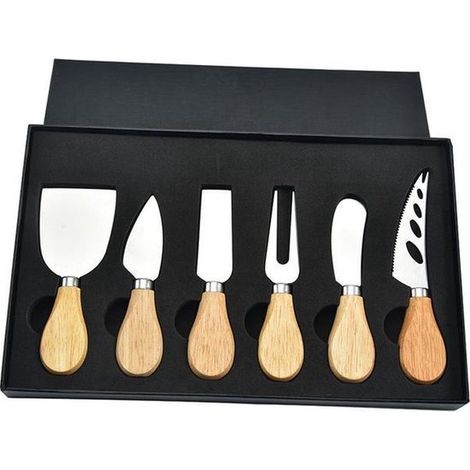 Käsemesser 6er Set Edelstahl Bambus Geschenkbox (1/5)