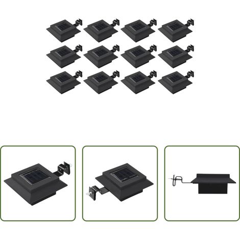 LED Solarleuchten - Solar-Außenleuchten 12 Stk. LED Rechteckig 12 cm Schwarz (1/5)