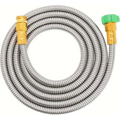 1 tuyau d'arrosage, tuyau flexible robuste en acier inoxydable 304 - Convient aux enrouleurs de jardin, anti-nœuds (1,5 m) (1/5)