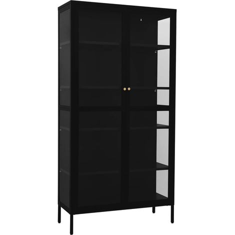 GBLY Vitrine Schwarz 90x40x180 cm Stahl und Gehärtetes Glas (1/5)
