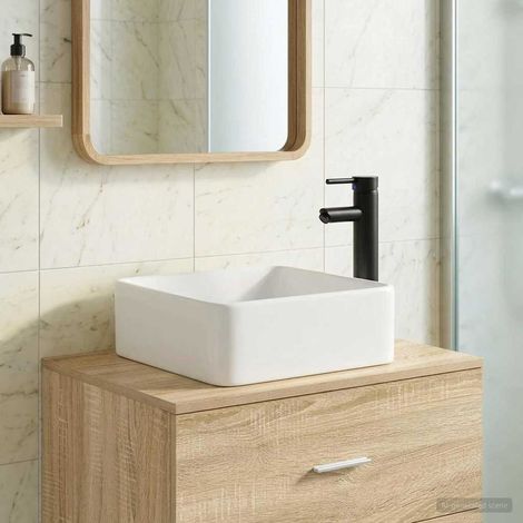 Lavabo de baño Negro Mate 36,5 x 36,5 x 13 cm Metal