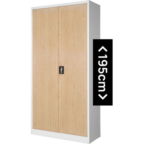 Armoire de bureau en métal JAN H, 900 x 1950 x 400 mm, Eco Design : blanc/ d b sonoma (1/3)