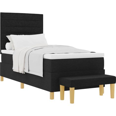 Lit simple  Lit adulte  Lit à ressorts avec matelas Noir 80 x 200 cm tissu