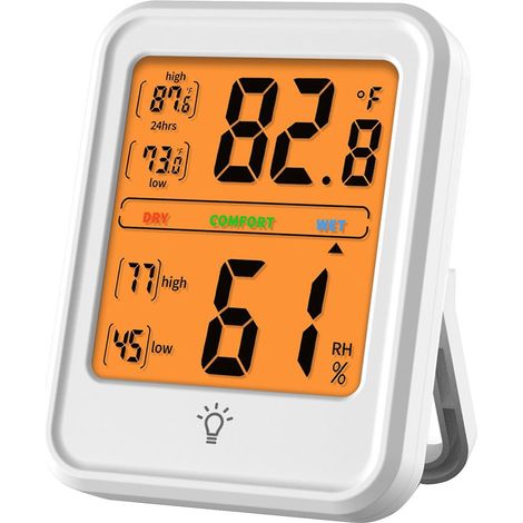 Digitales Thermometer und Hygrometer für den Innenbereich, misst Temperatur und Luftfeuchtigkeit mit LCD-Anzeige – Weiß