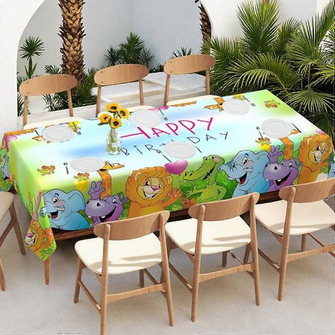 Nappe rectangulaire épaisse et imperméable à motif dessin animé, idéale pour les anniversaires d'enfants (réf. 5294), 152 x 305 cm. (1/3)