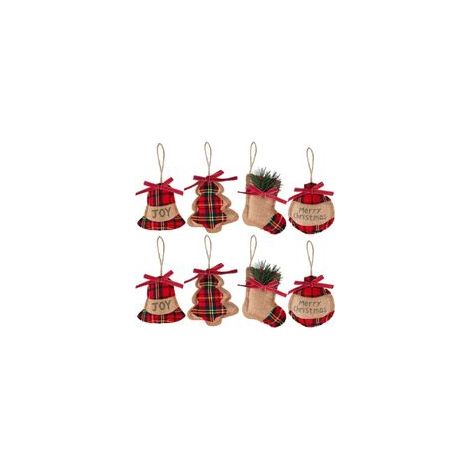 Ornements Pendentif Arbre de Noël 8 Décorations Festives avec Formes de Boule, Bas, Cloche pour Vacances et Fête Décor à la Maison (1/5)
