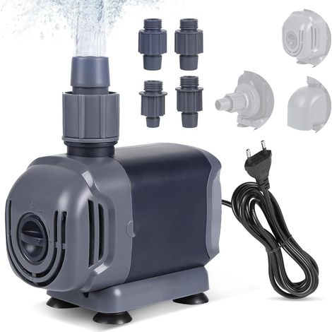 Pompe à Eau Submersible pour Aquarium 25W 1500 L/H, 2M Mini Réglable Pompe Aquarium avec 3 Buses, 3-en-1 Ultra Silencieuse Pompe a Eau (Aspiration Latérale/Suspension/Fond) (1/5)