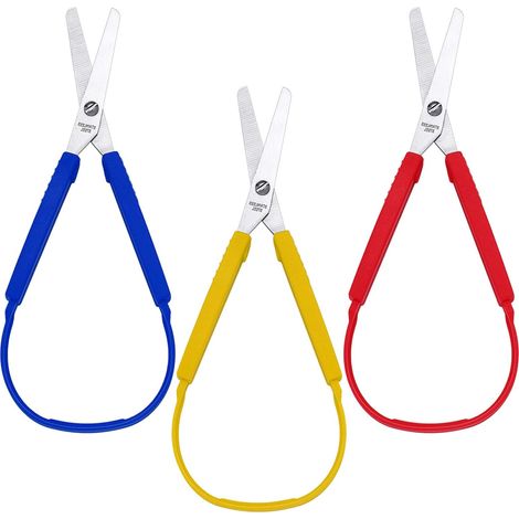Ciseaux À Boucle - 19 Cm - Ouverture Automatique - Pour Enfants Et Adultes À Besoins Spécifiques - Lot De 3 (1/5)