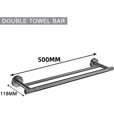 Doppelte Duschstange 50 cm, Badezimmerhalter aus gebürstetem Edelstahl, robustes und modernes Sanitärarmaturen-Zubehör, einfache Wandmontage-lsw (1/2)