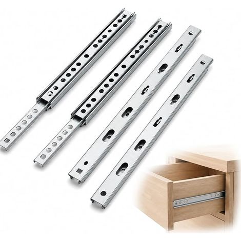 17 mm Glissières à Billes 246 mm 4 Pcs, Rail Tiroir Coulissant pour Meuble (1/5)