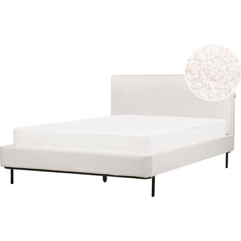 Letto a doghe Bianco Bouclè Imbottito 140 x 200 cm EU Matrimoniale Design Moderno Corio