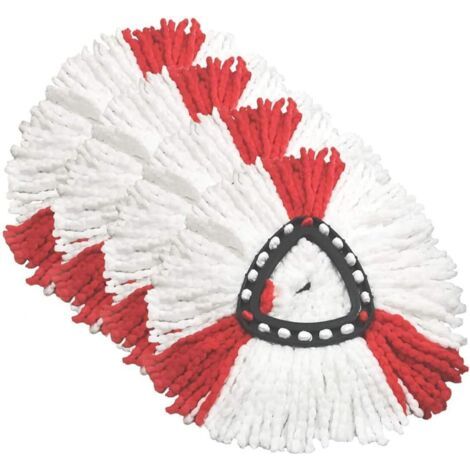Lot de 4 têtes de vadrouille SUPERFA compatibles avec la tête de rechange Vileda 2 en 1 Turbo Mop, microfibre, rouge, blanc.