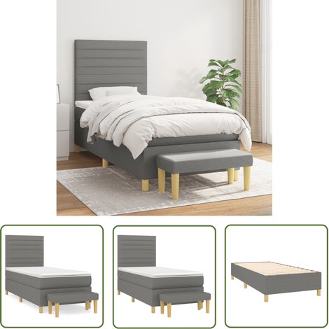 The Living Store Boxspringbett mit Matratze Dunkelgrau 80x200 cm Stoff - Boxspringbett - Doppelbett - Bett Mit Matratze - Bettsofa - Schlafsystem (1/5)