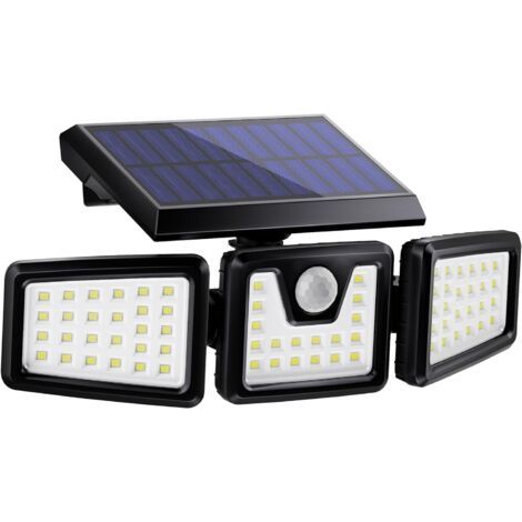 Projecteur Solaire LED 3 Têtes avec Détecteur de Mouvement, Éclairage Extérieur Puissant pour Jardin, Terrasse et Sécurité (1/5)